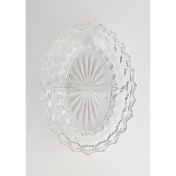 Vintage Indiana Glass Whitehall 10" Oval Two-Part Divided Vegetable Dish Retro - Picture 5 of 6